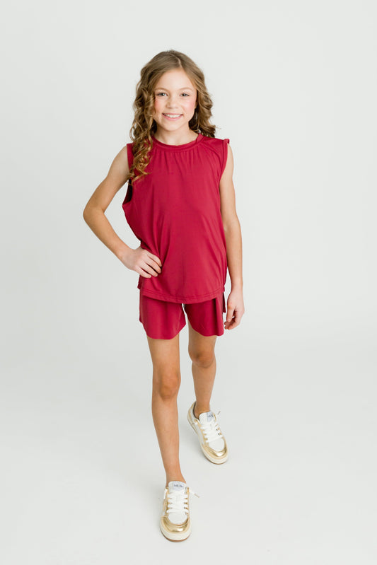 Maroon Butterfly Shorts