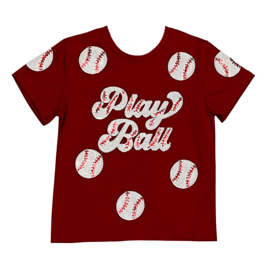 Maroon Play Ball Kid Shirt