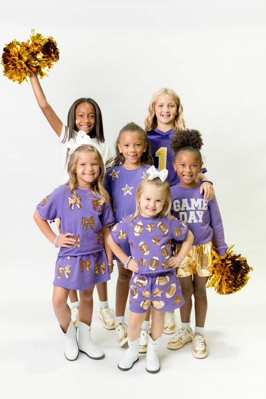 Purple and Yellow Sequin Kid Jersey