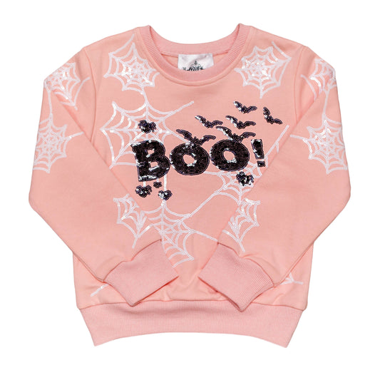 Kids' Pink Boo Spider Web Sweatshirt