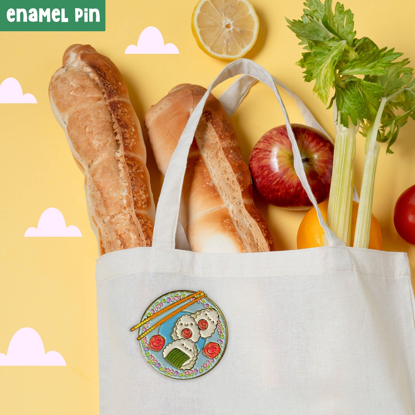Kawaii onigiri sushi enamel pin