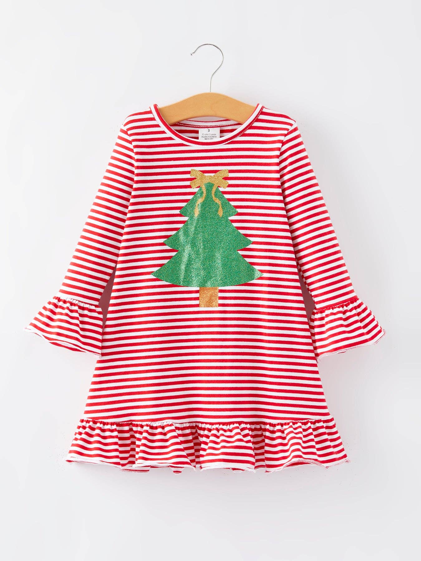 Christmas Tree Print Striped Dress