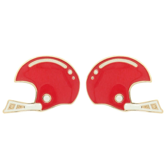 Game Day Style Enamel Football Helmet Stud Earrings