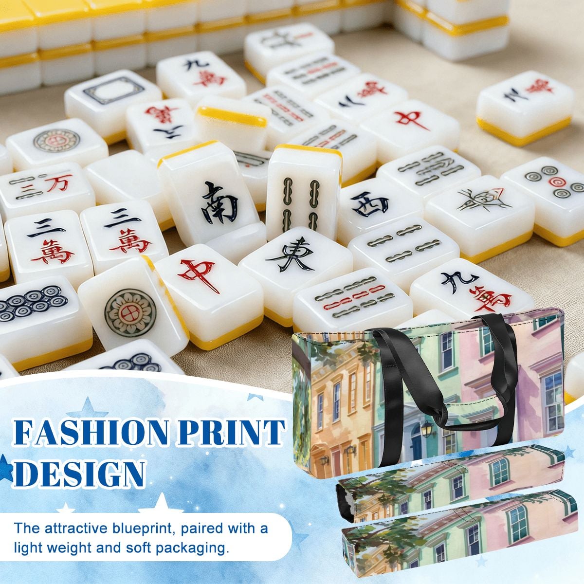 Charleston South Carolina Rainbow Row Mahjong Bag Bundle Set