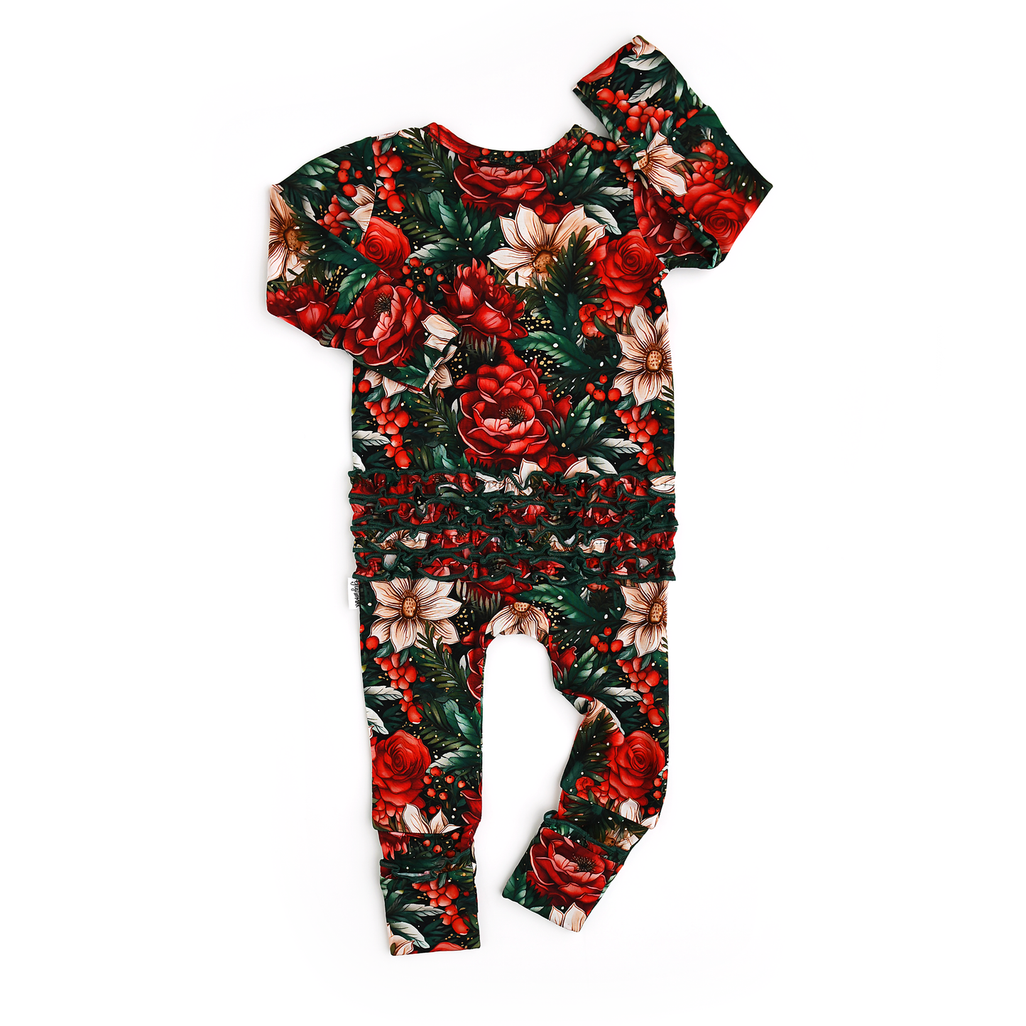 Floral Ruffle Convertible Zip Onesie