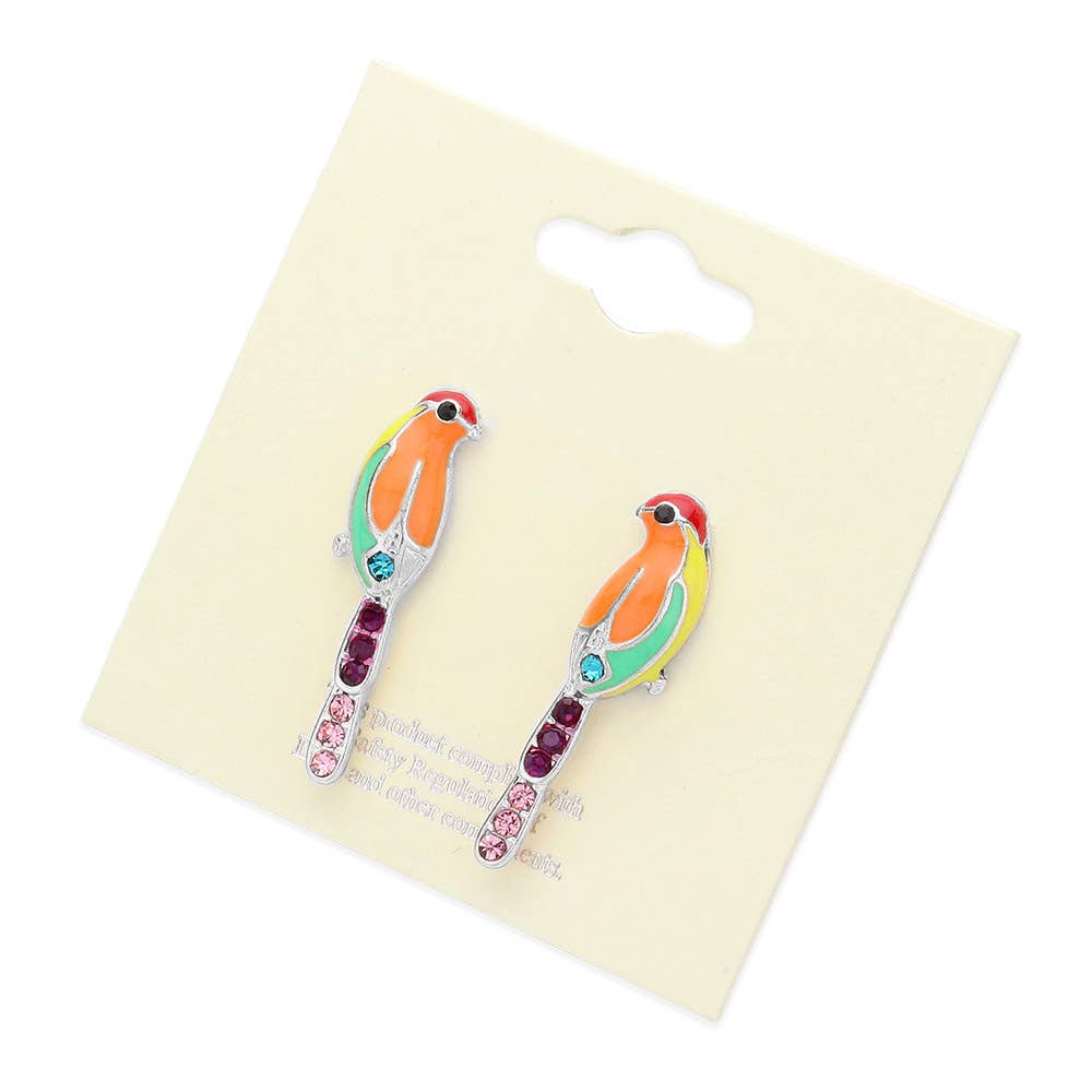 Enamel Parrot Stud Earrings