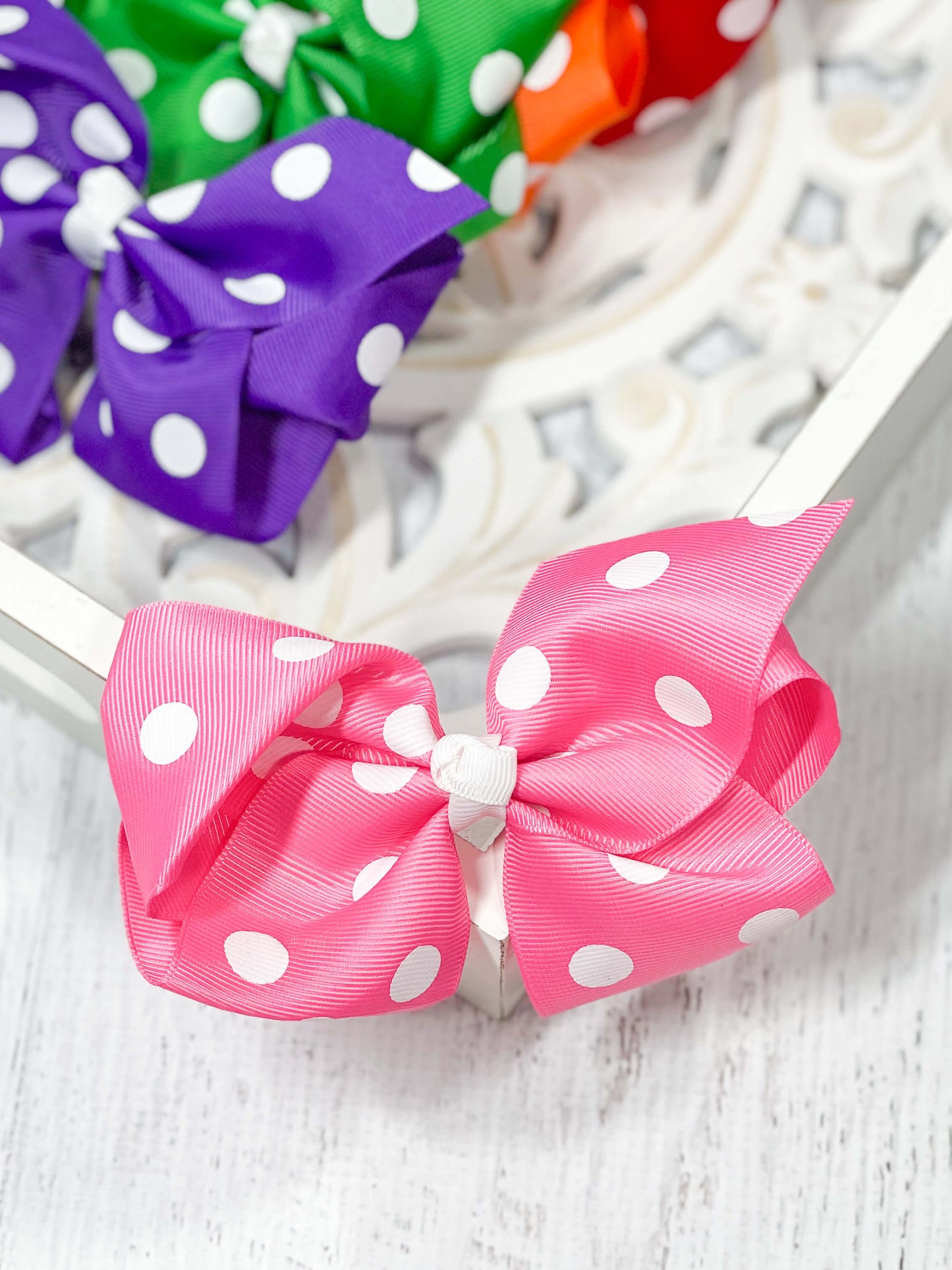 Polka Dot Hair Bow - Alligator Clip - 4.5"