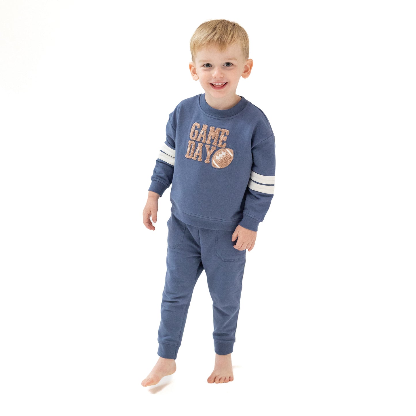 Cozy Drop Sleeve Sweatshirt with Varsity Stripes