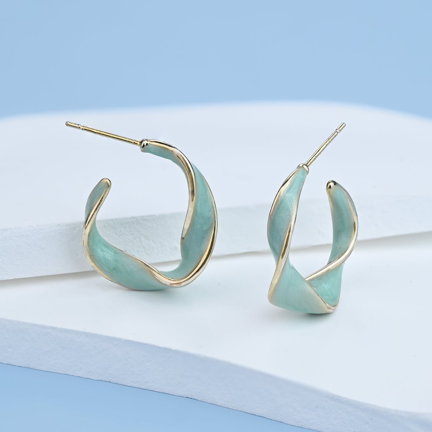 With a Twist Hoops in Mint