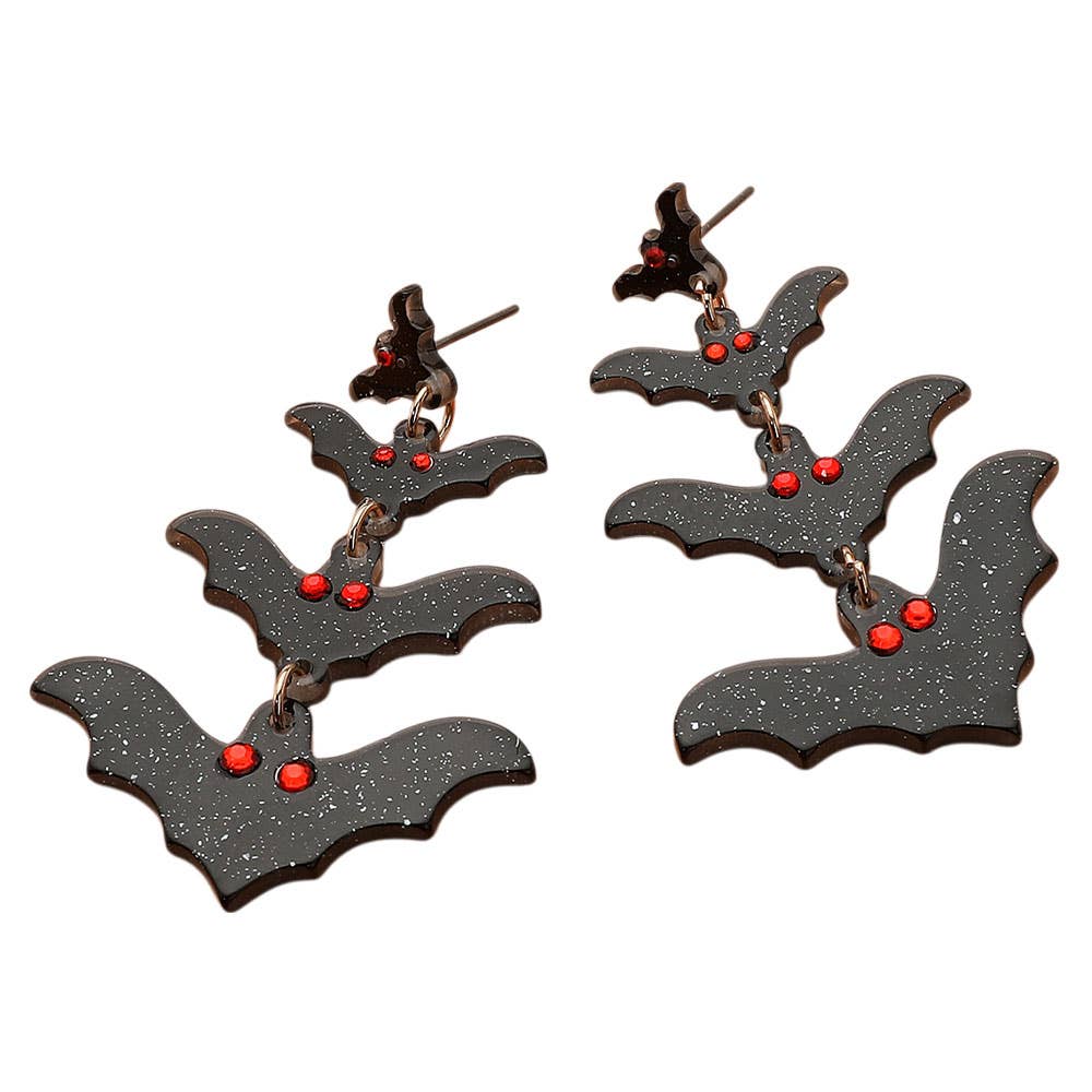 Resin Halloween Bat Link Drop Earrings