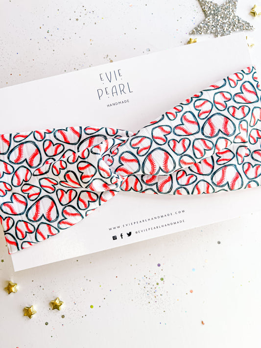 Baseball Heart Twisted Turban