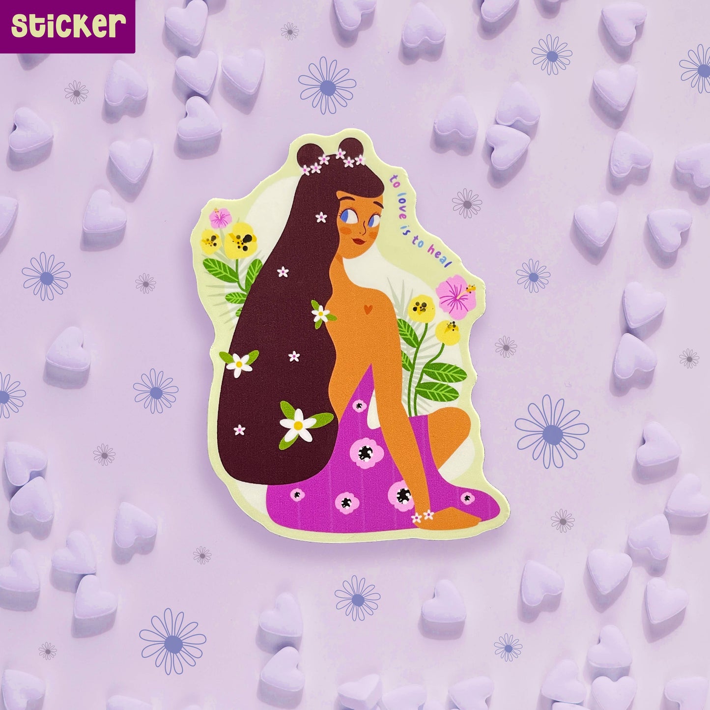 To love is to heal AAPI handmade glossy sticker