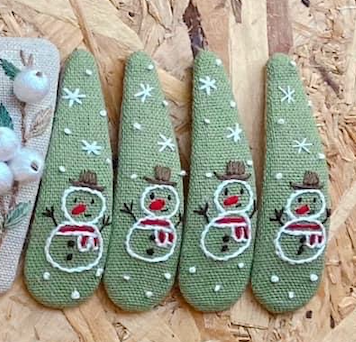 Xmas Theme Embroidered Hair Barrette, Christmas Collection