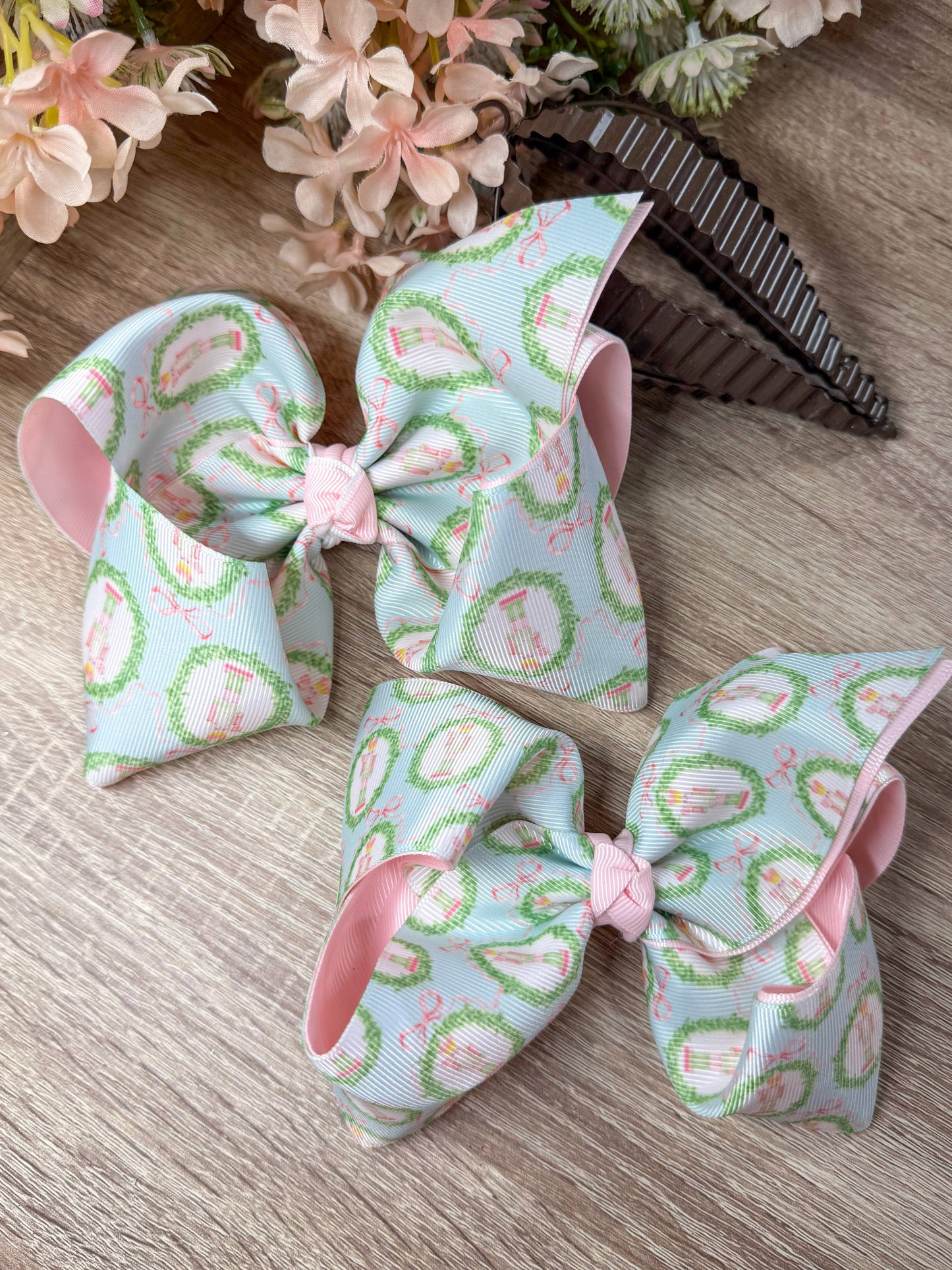 Pastel Nutcracker Printed Double Layer Hair Bow