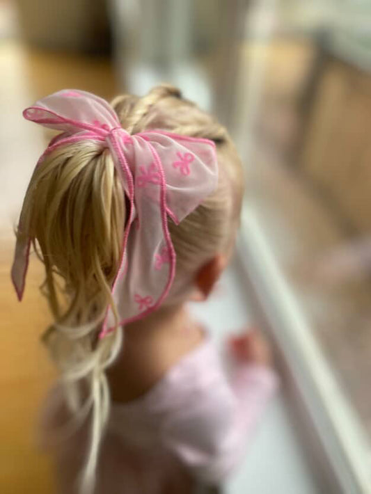 Oversized Hot Pink Flocked Bows Bow