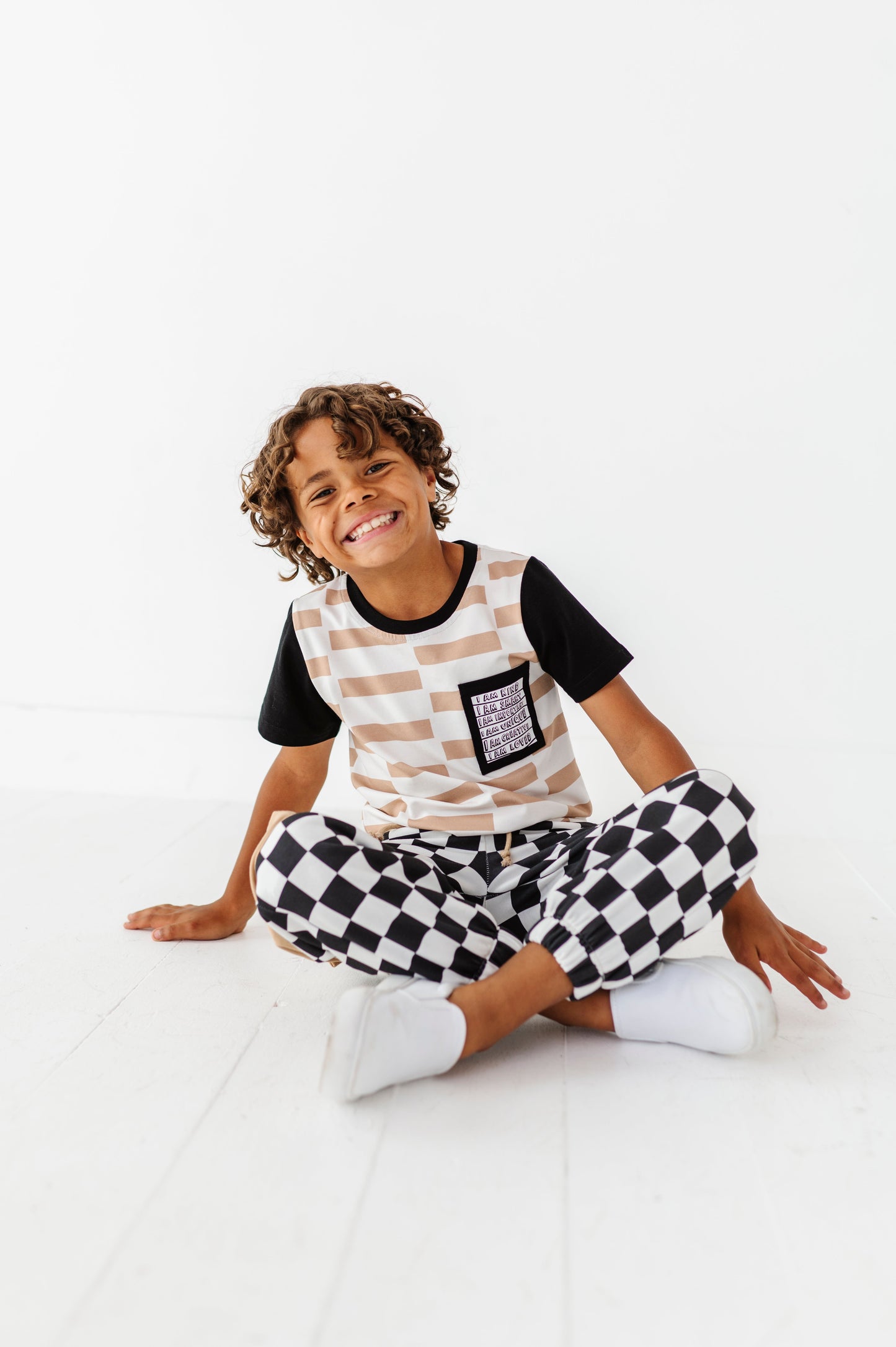 Chunky Tan Check Affirmation Pocket Tee