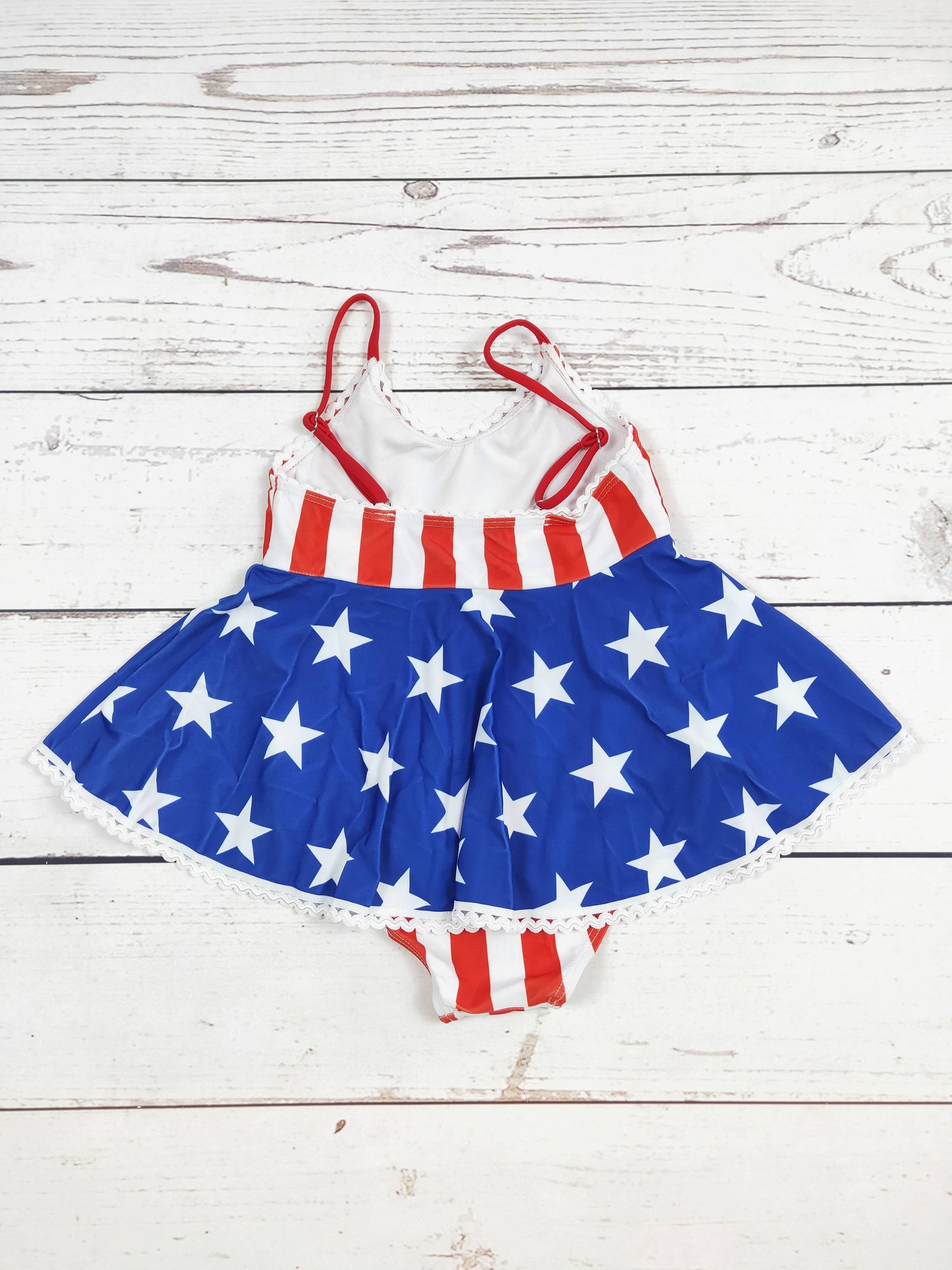 Stars Stripe Patriotic One Piece Girls Swimsuit