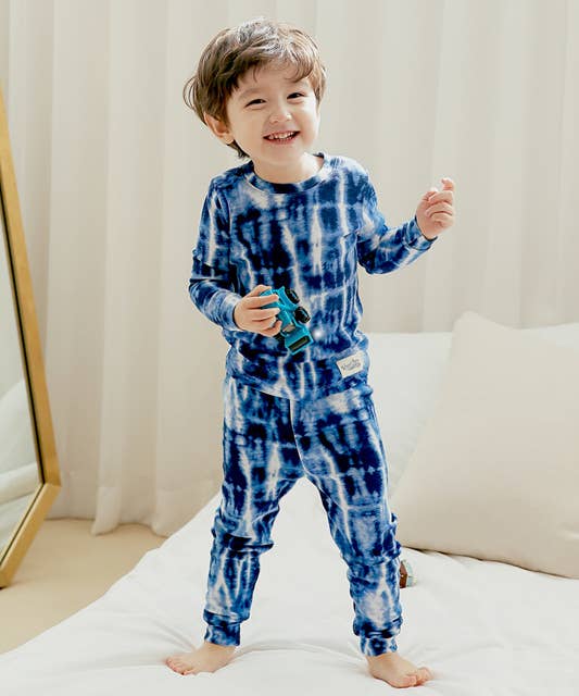 Tie Dyeing Thunder Navy Long Sleeve PJs