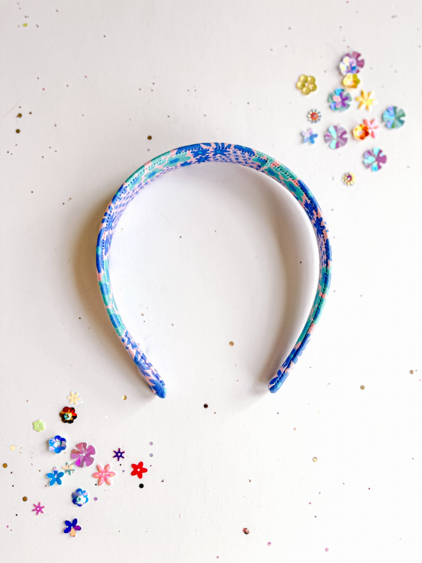 Blue Green Floral Classic Headband