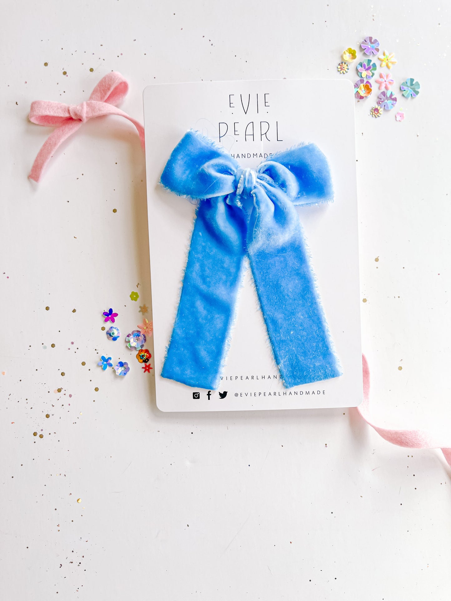 Blue Raw Silk Bow