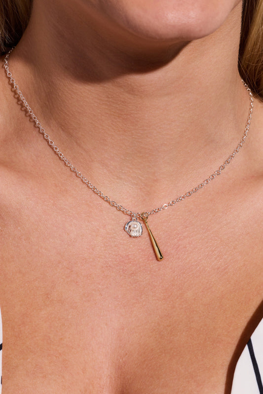 Baseball Duo Charm Pendant Necklace