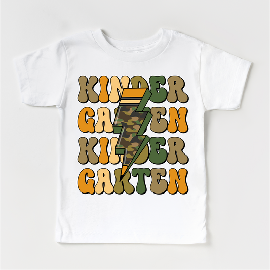 Kindergarten Camo Lighting Bolt Shirt - Back To School Tee