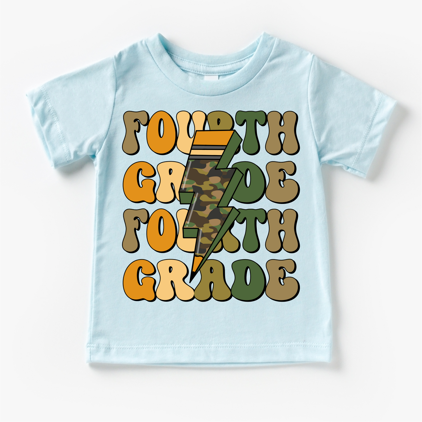 Fourth Grade Camo Lighting Bolt Shirt - Back To School Tee