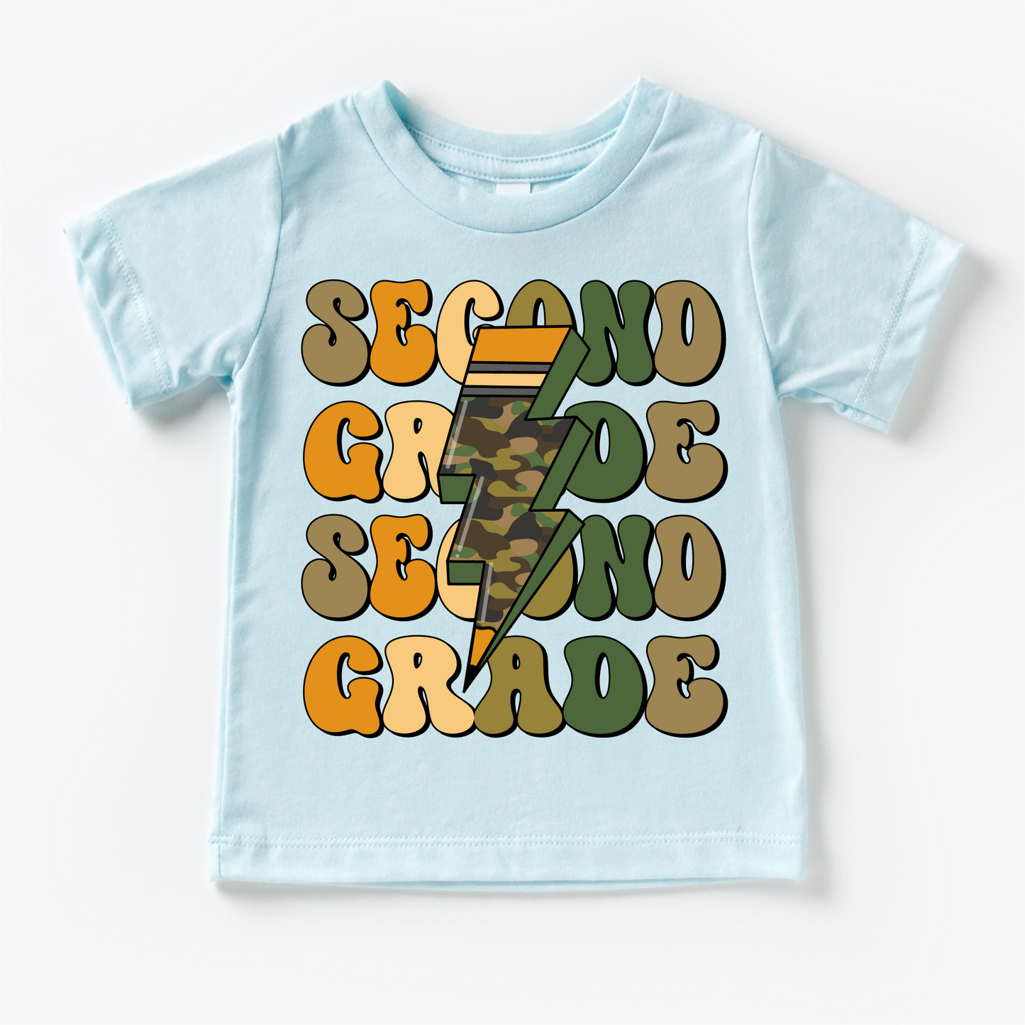 Second Grade Camo Lighting Bolt Shirt - Back To School Tee