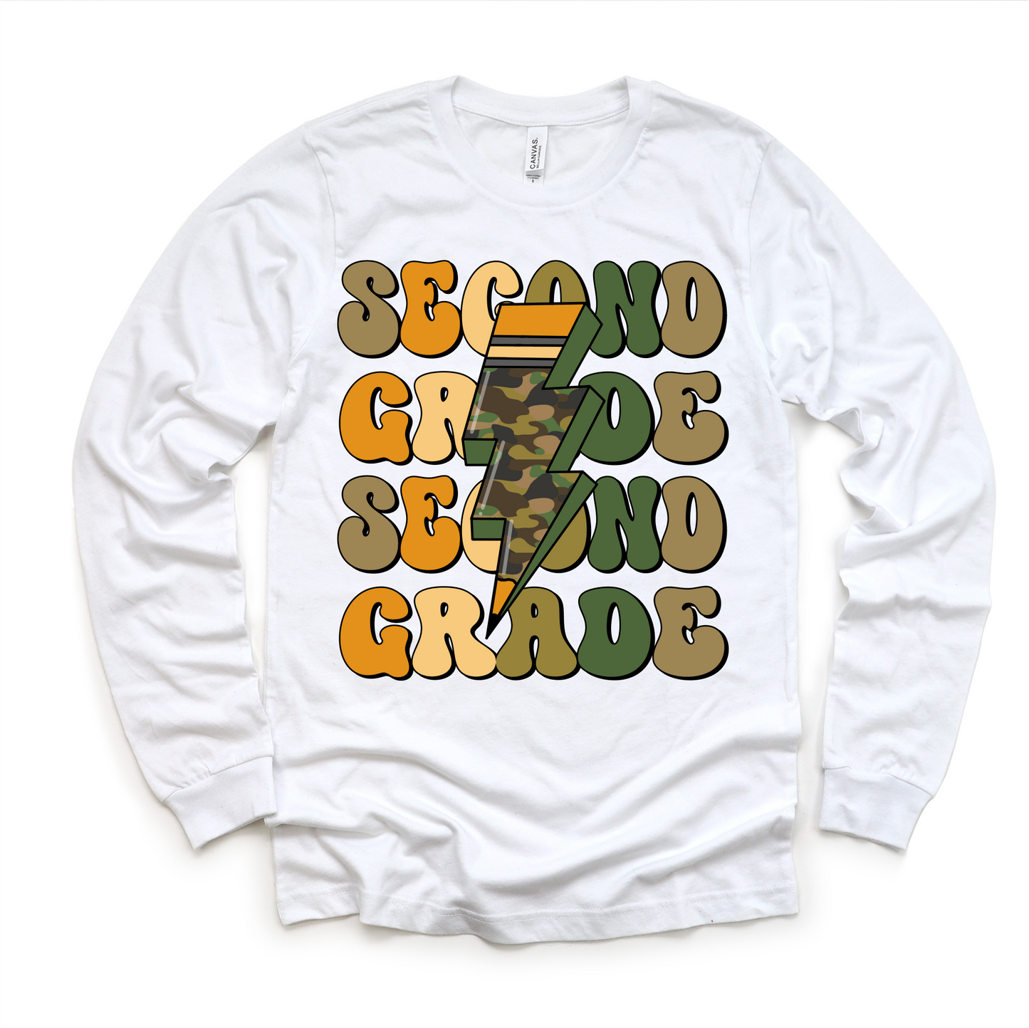 Second Grade Camo Lighting Bolt Shirt - Back To School Tee