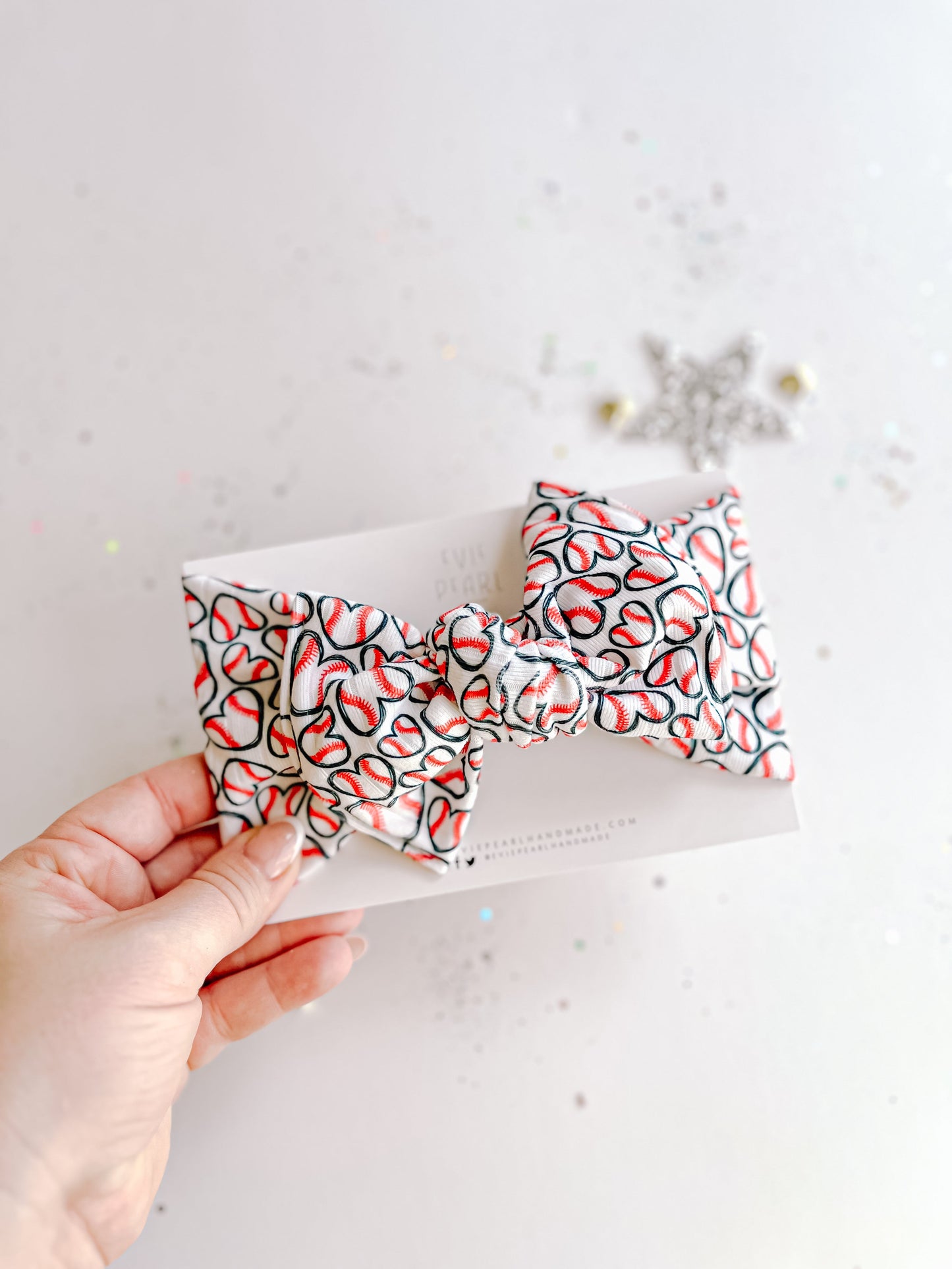 Baseball Heart Baby Bow Turban
