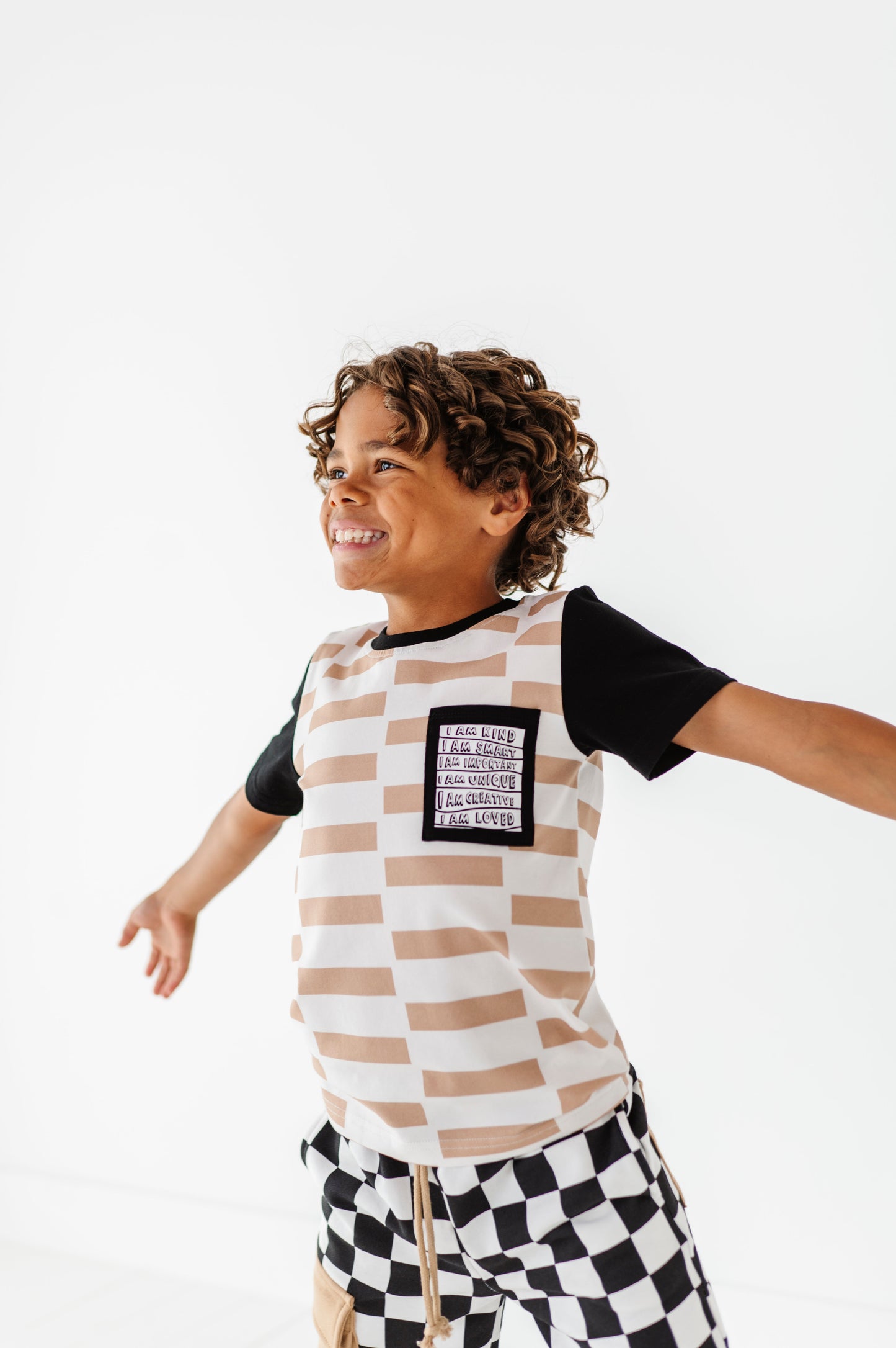 Chunky Tan Check Affirmation Pocket Tee
