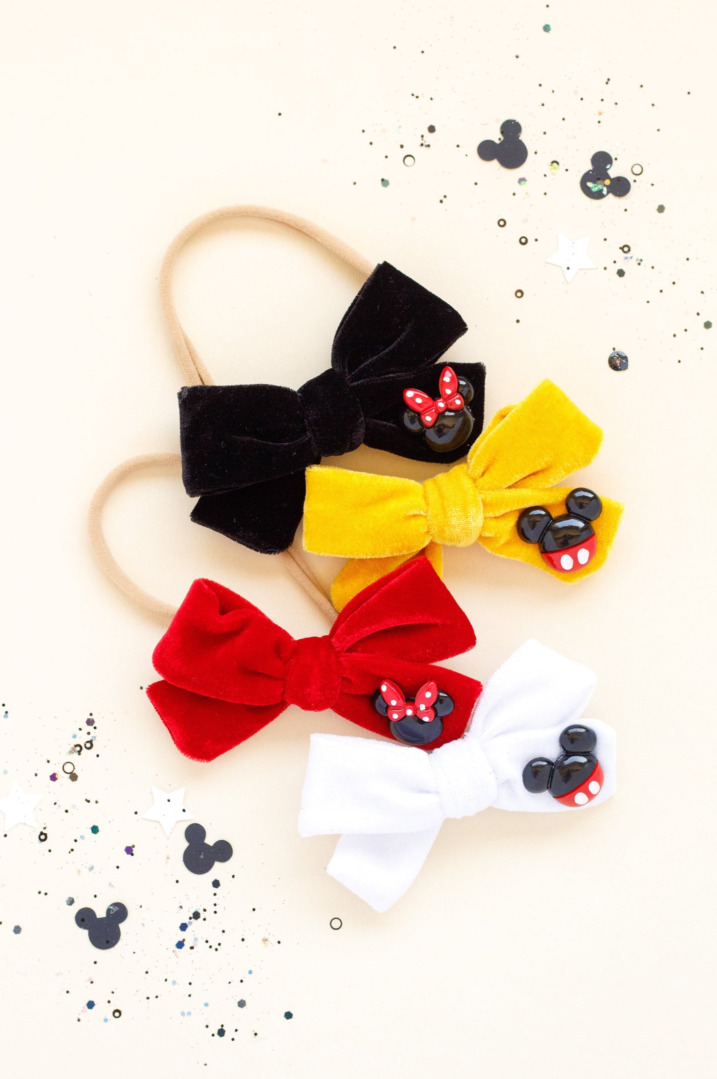Yellow Velvet Mouse Charm | Classic Pigtail Set