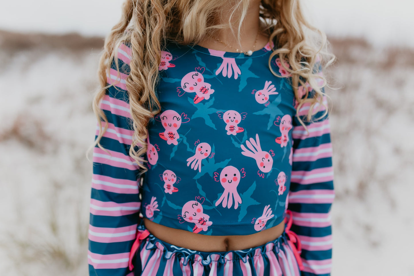 Axolotl Long Sleeve Rash Guard Swimsuit