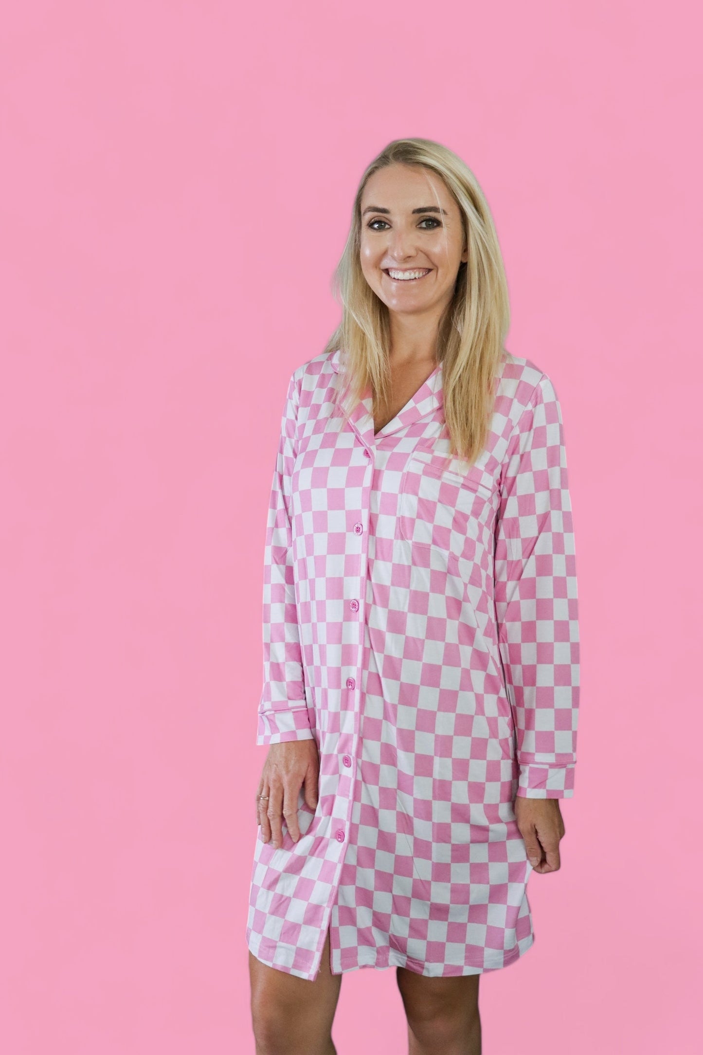 BUBBLEGUM CHECKERS WOMEN’S DREAM GOWN