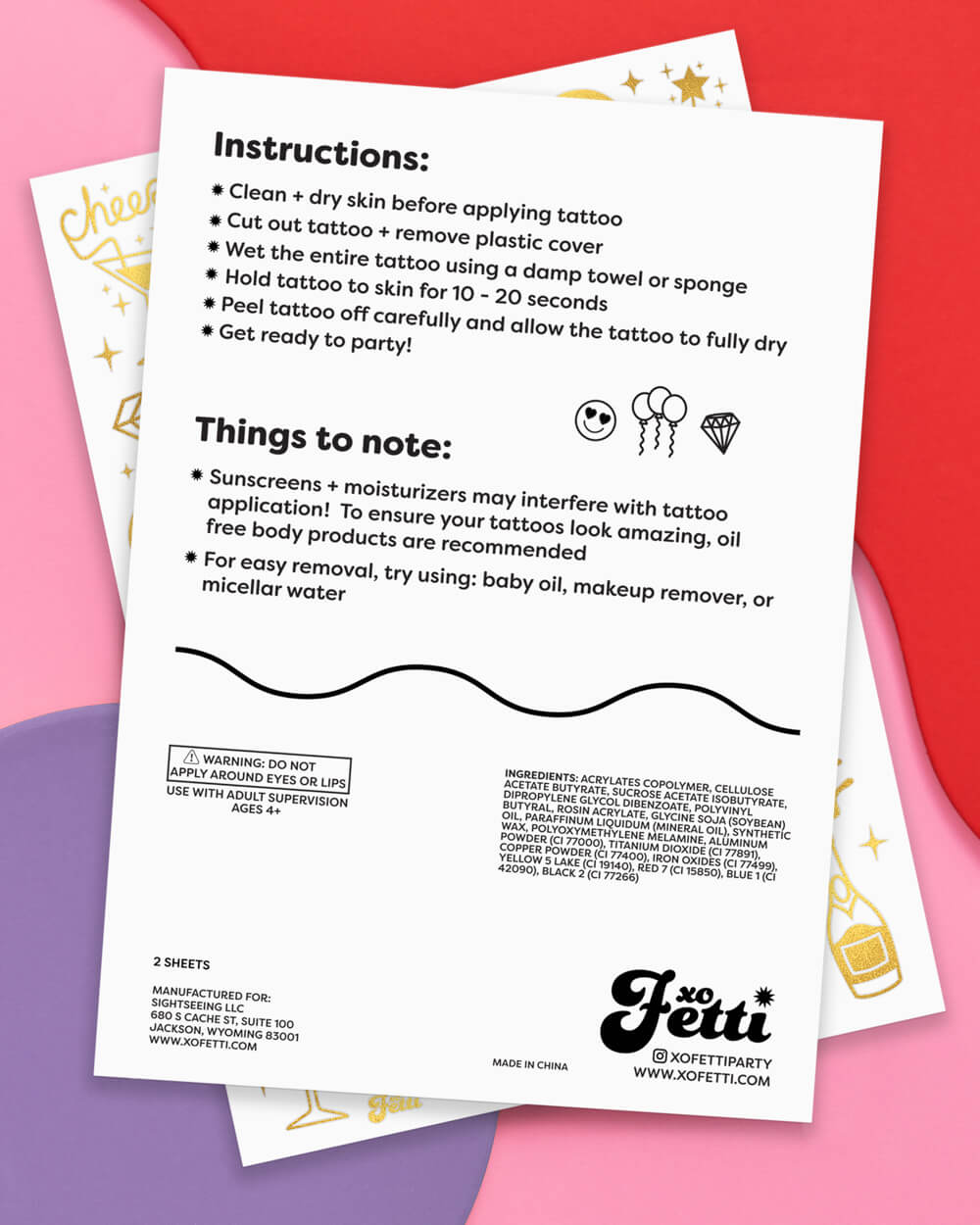 Sippin’ Pretty Tats - 30 foil temporary tattoos