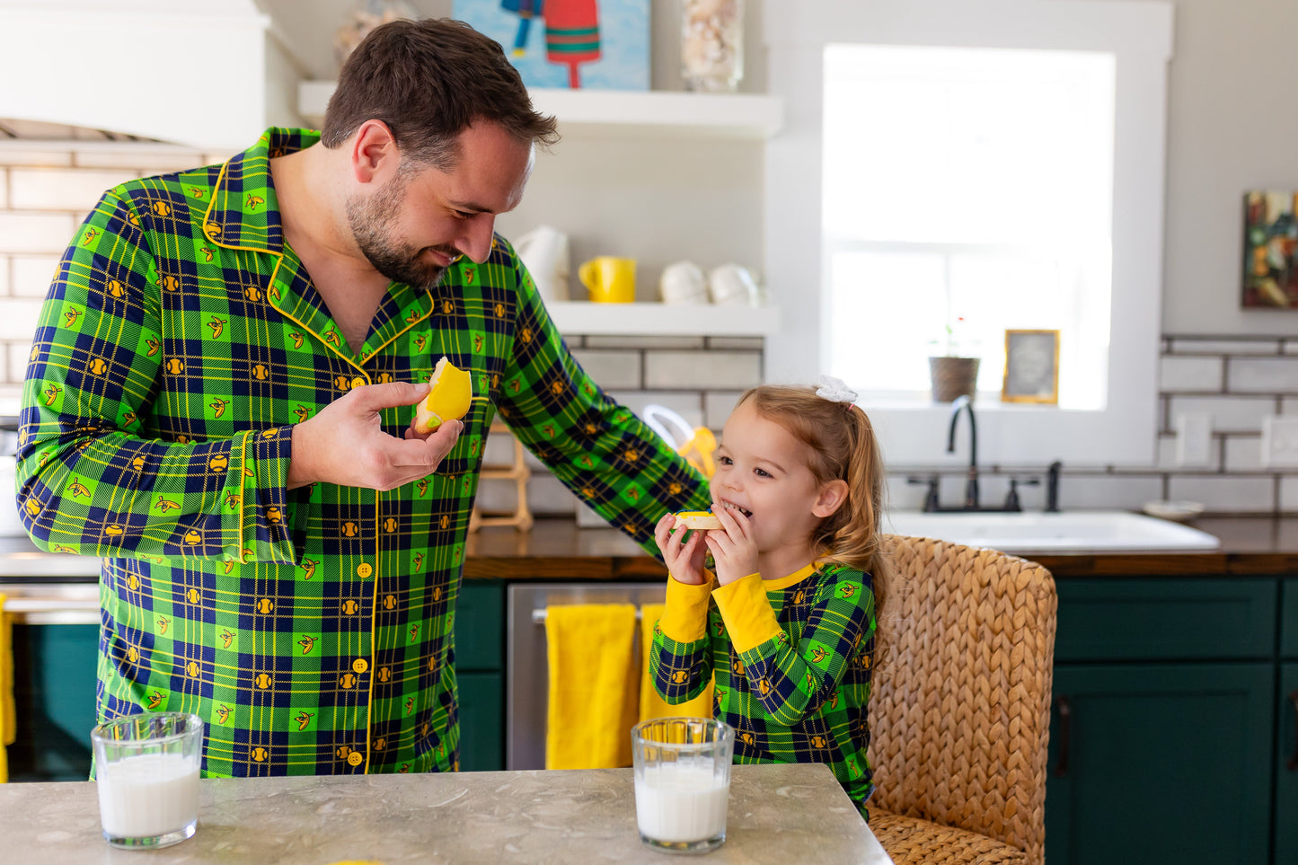 Peaz N’ Carrots X Savannah Bananas Official Licensed Adult Unisex Button Down Top in Banana Tartan™