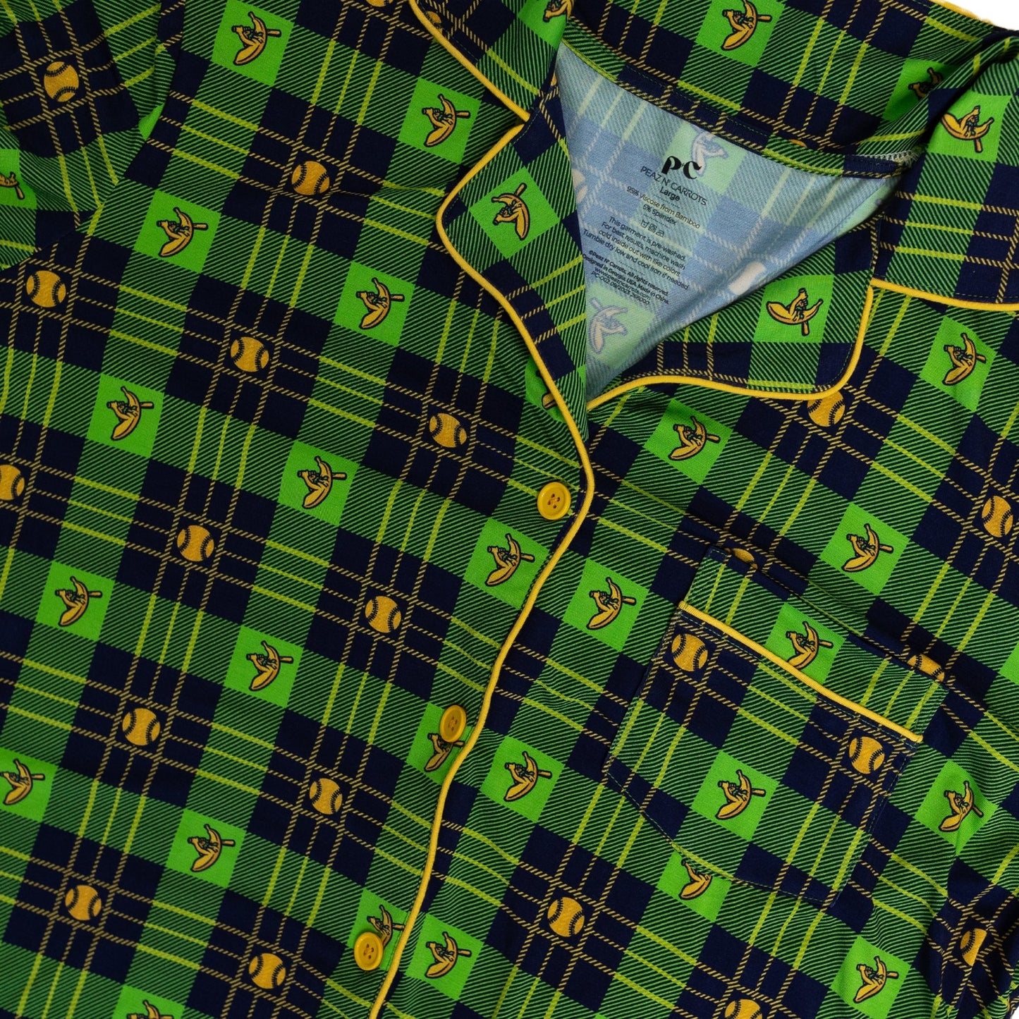 Peaz N’ Carrots X Savannah Bananas Official Licensed Adult Unisex Button Down Top in Banana Tartan™