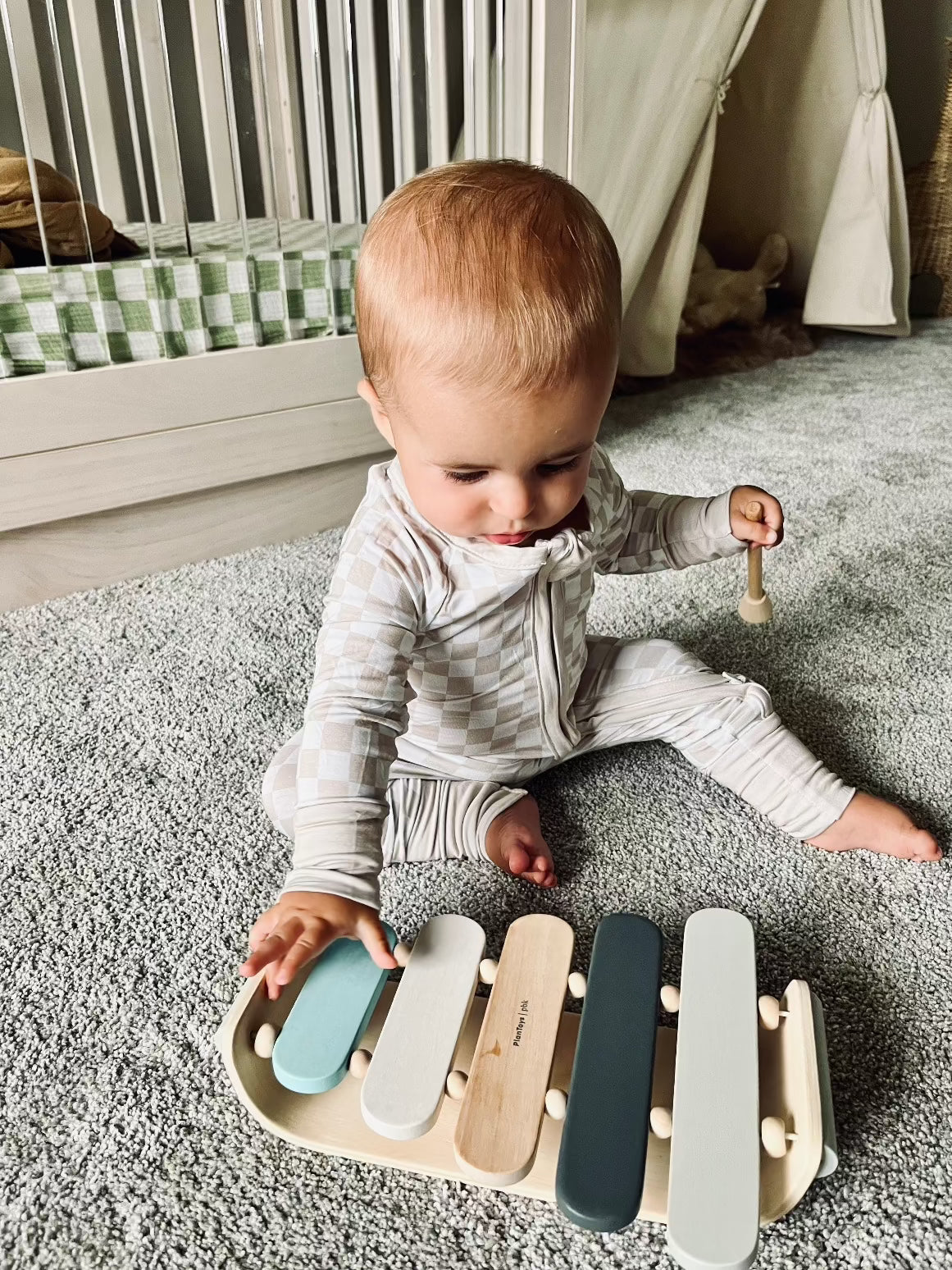 Checkered Bamboo Sleeper | Soft Baby Onesie