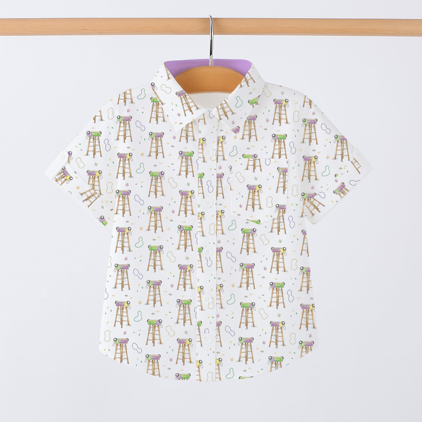 Throw Me Something Mister Mardi Gras Short Sleeve Collared Shirt