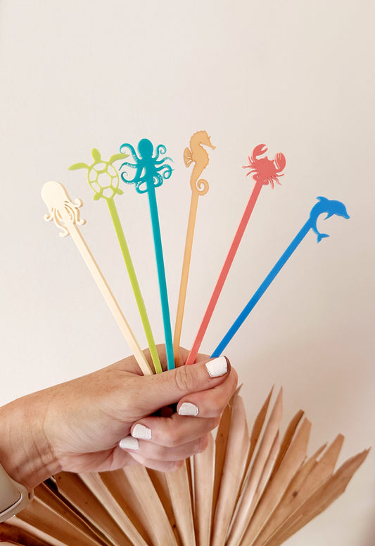 Ocean Creature Stir Stick Set
