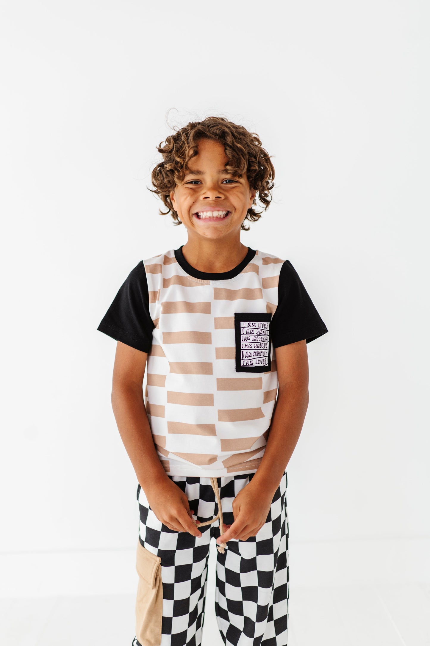 Chunky Tan Check Affirmation Pocket Tee