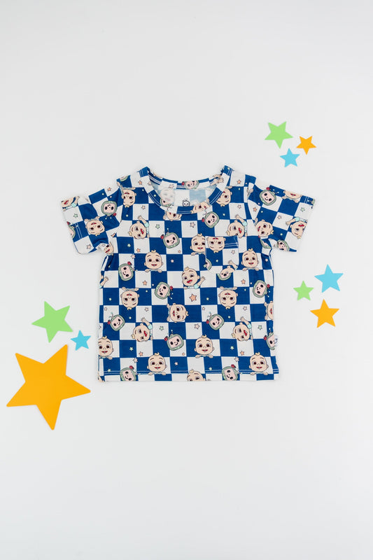 Dream Big Little Co x CoComelon JJ STARRY NIGHT CHECKERS DREAM POCKET TEE