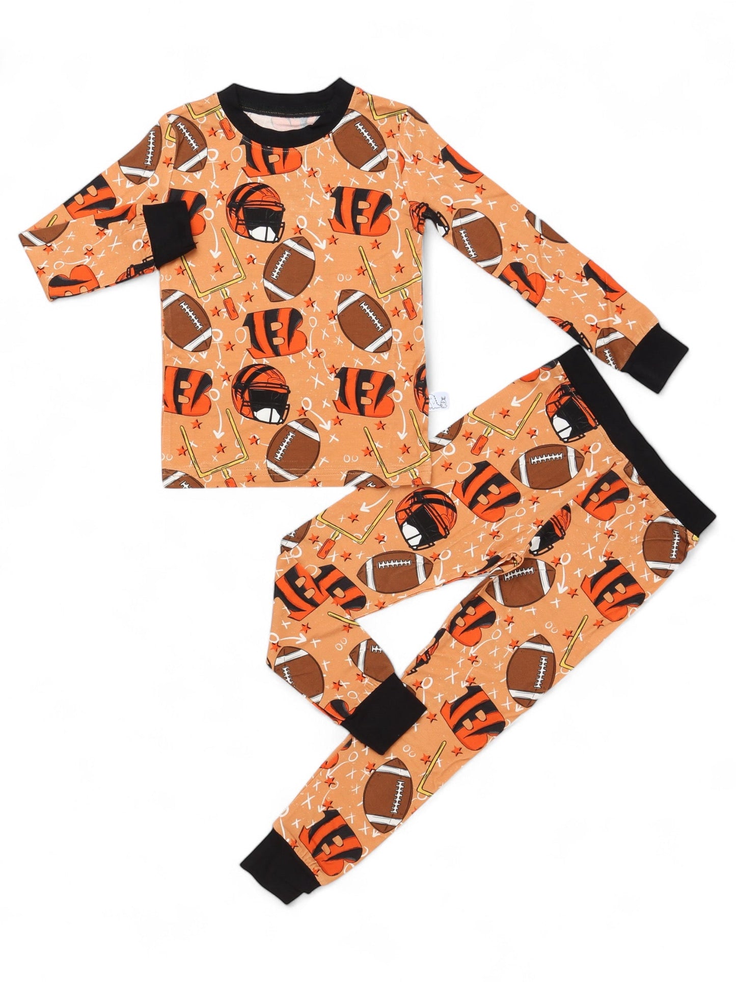 Orange and Black football 2p Long Sleeve Set