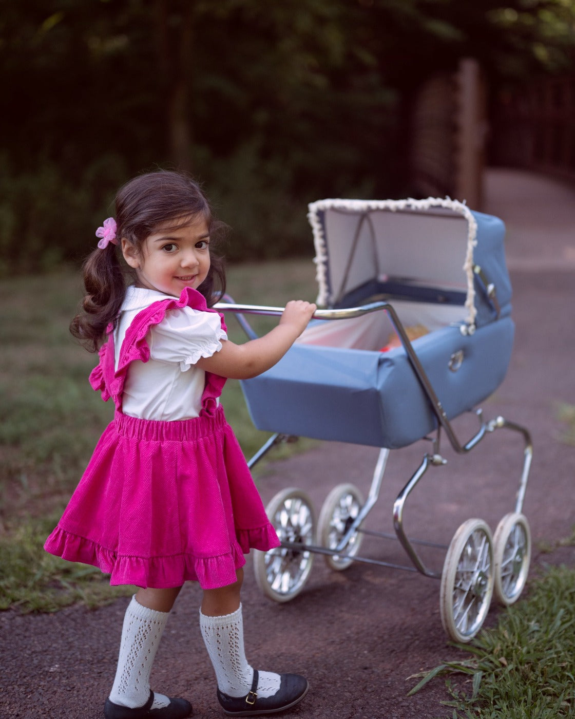 Hot Pink Corduroy Pinafore Skirt Baby Toddler Girls