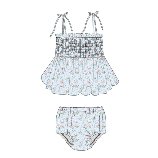Eloise - Smocked Diaper Dress Set