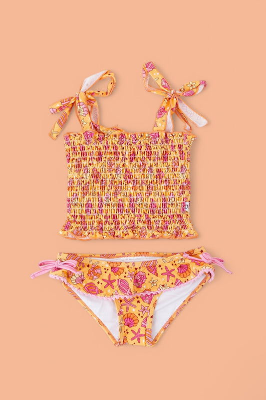 SHELLO SUMMER DREAM SMOCKED TANKINI TWO PIECE SWIM SUIT