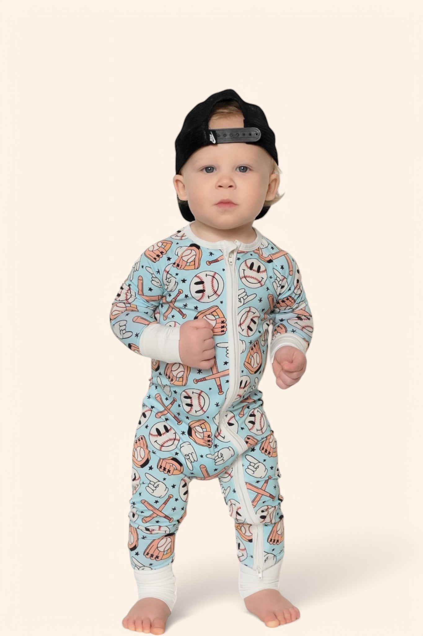 BASEBALL SMILEY DREAM ROMPER