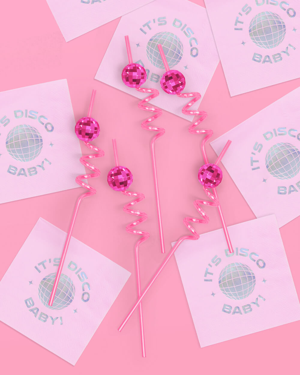 Pink Disco Straws - 16 reusable straws
