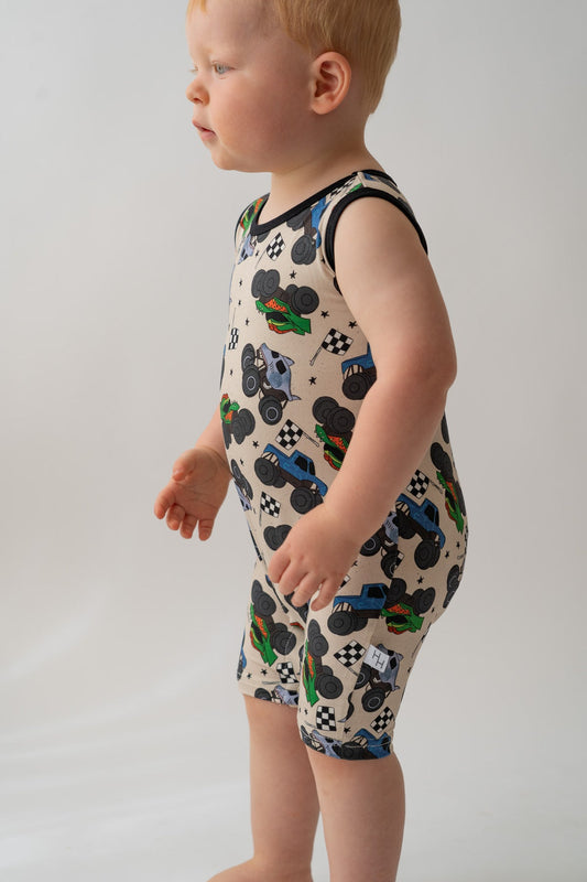 Monster Truck Shorty Tank Romper