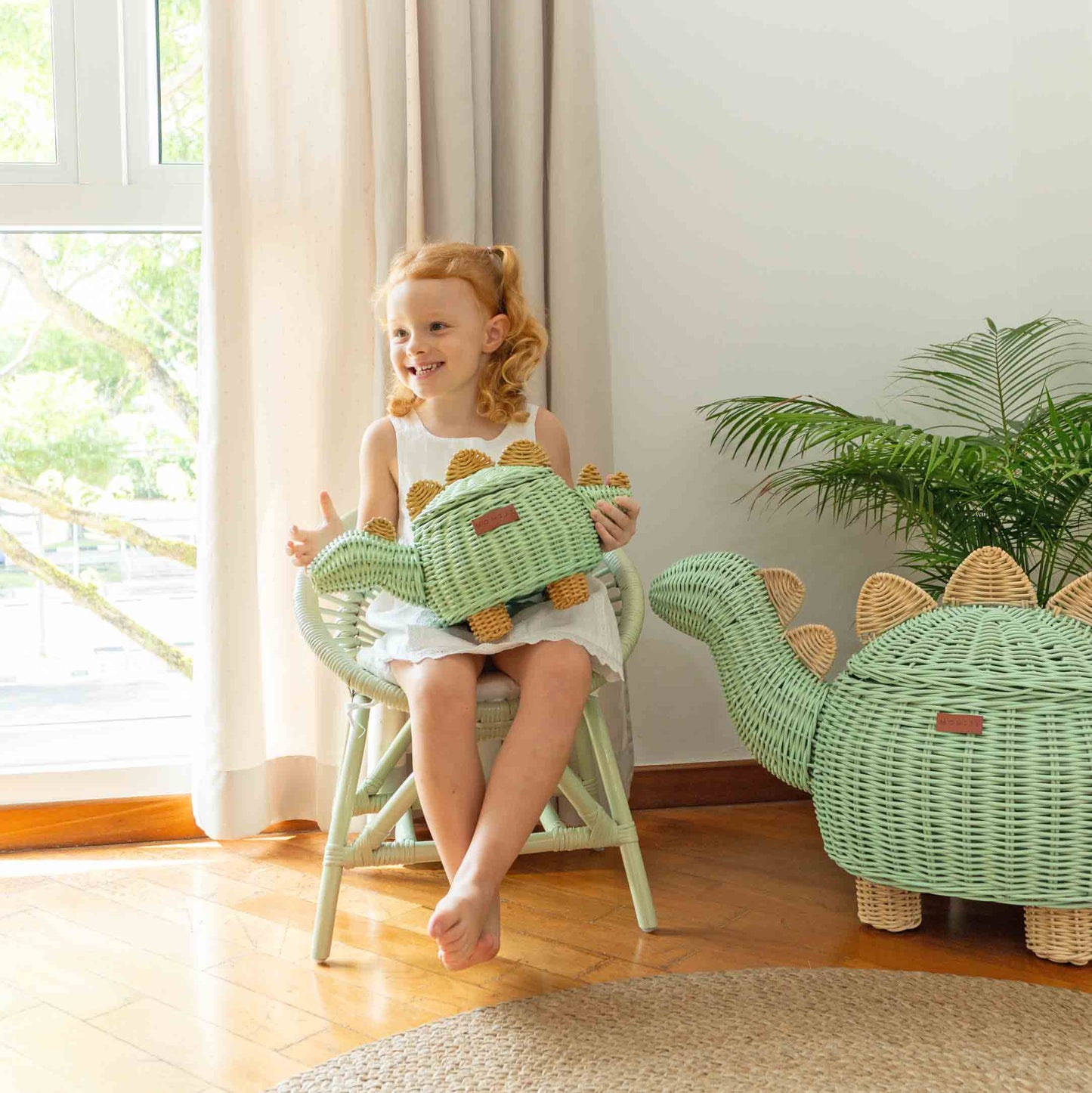 Dinosaur Basket Small - Mint Green